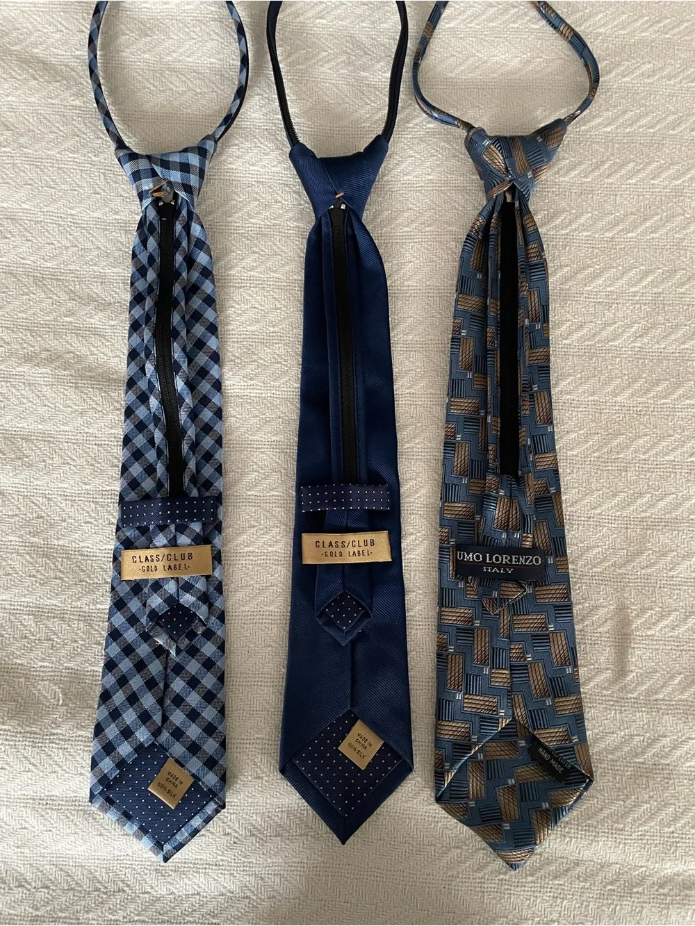 Lorenzo Uomo & Class/Club Boys' Blue & Navy Tie Set - Patterned & Solid Styles